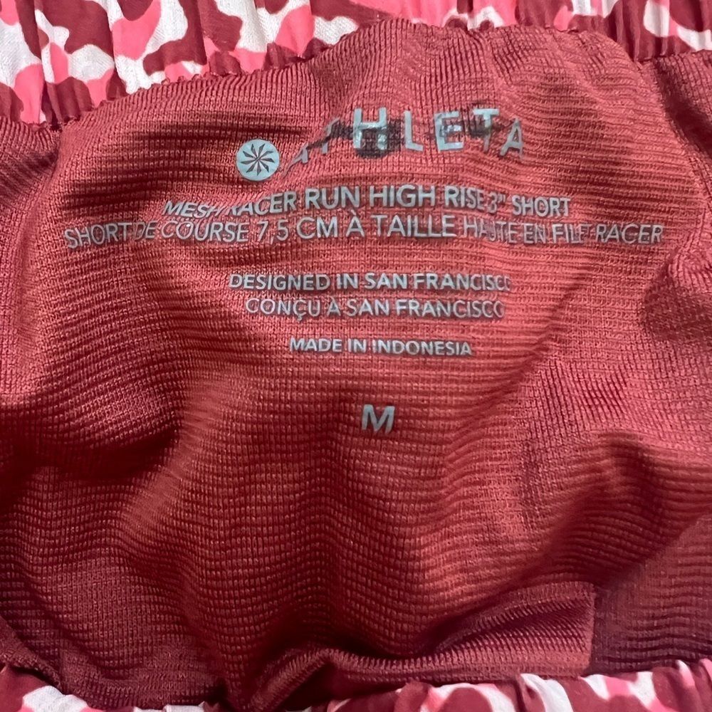 Athleta High Rise Mesh Racer Run 3" Short Sz Medium Zip Pocket NEW! - Picture 3 of 3